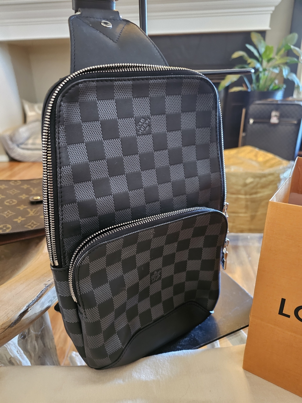 Louis Vuitton Damier Graphite Checker Sling Bag in Black and Gray